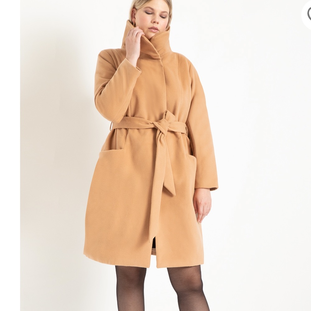 Camel Funnel Neck Coat